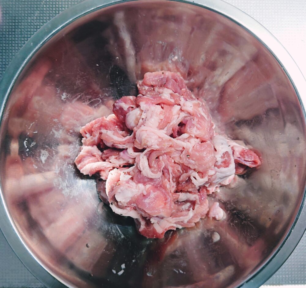 【簡単レシピ】肉感アップ！豚こま麻婆茄子　作り方３